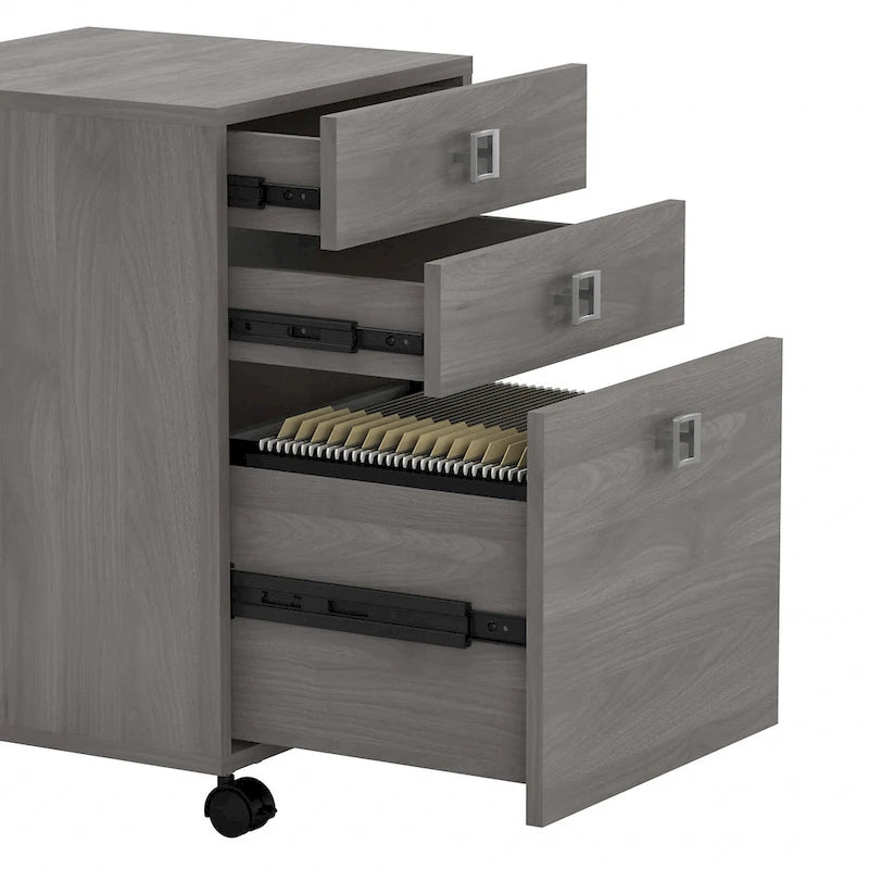 Bureau en L avec huche et tiroirs