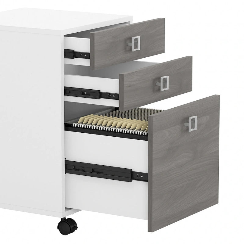 Bureau en L avec huche et tiroirs