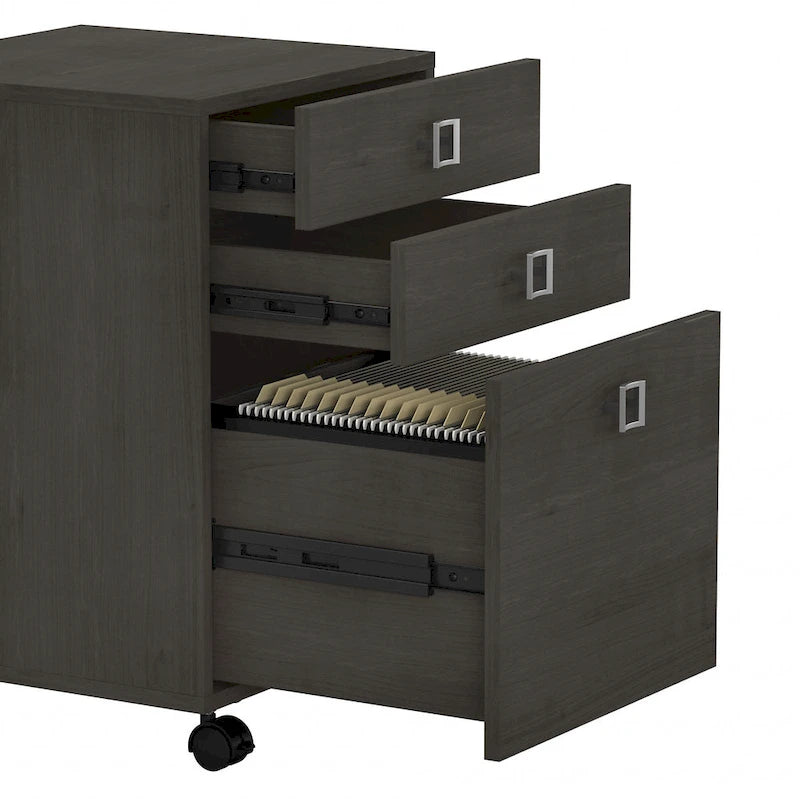 Bureau en L avec huche et tiroirs