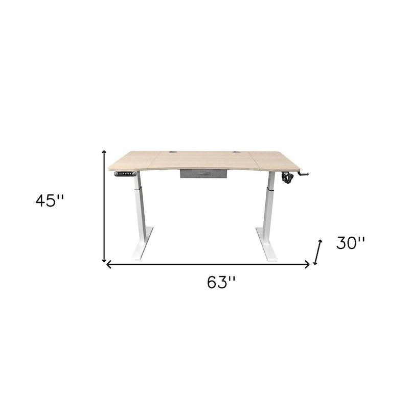 Bureau assis-debout réglable en chêne, bois blanc et métal
