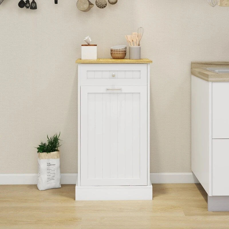 1 Drawers and 1-Compartment Tilt-Out Trash Cabinet Kitchen Trash Cabinet