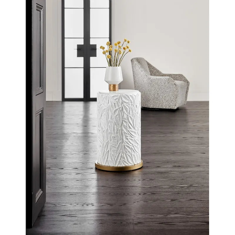 Table d'appoint à plateau en quartz de 16,5 po de diamètre