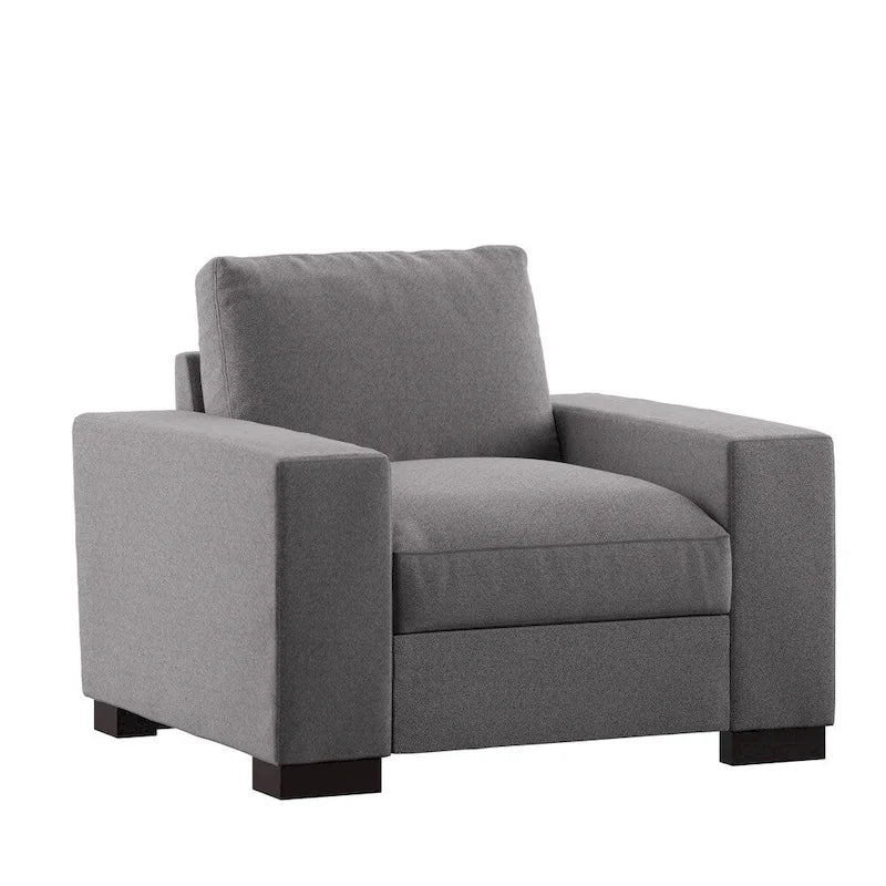 Chaise décorative en tissu gris, double face, garnie de duvet et de plumes