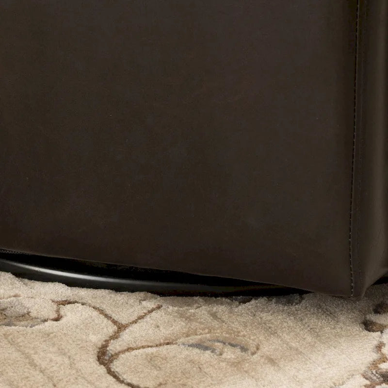 Fauteuil décoratif pivotant à dossier ailé en cuir contrecollé