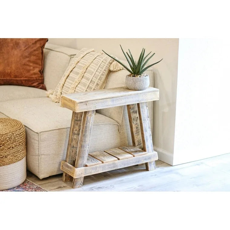 Table décorative de luxe en forme de A, 26 x 8 x 23 pouces (finition bois naturel)