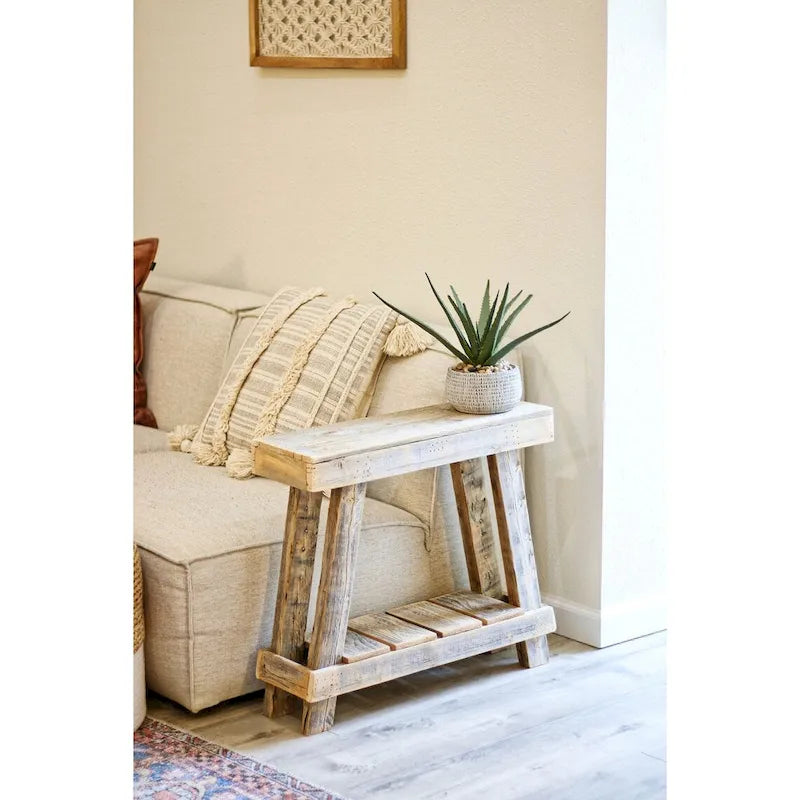 Table décorative de luxe en forme de A, 26 x 8 x 23 pouces (finition bois naturel)