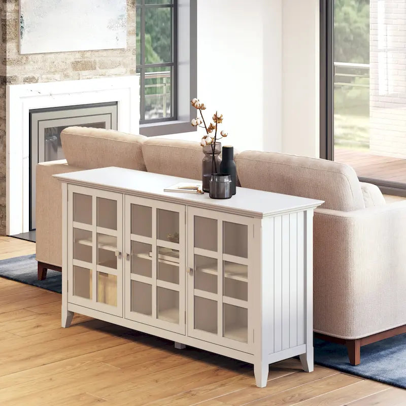 Meuble de rangement transitionnel large en BOIS MASSIF de 62 pouces - 62 l x 18 p x 34 h