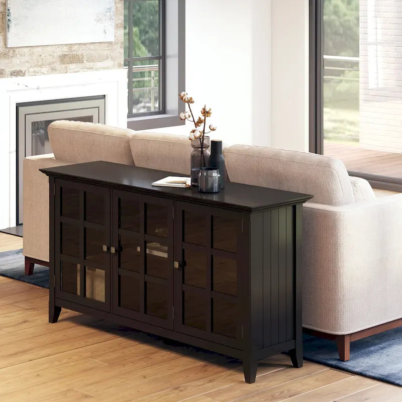 Meuble de rangement transitionnel large en BOIS MASSIF de 62 pouces - 62 l x 18 p x 34 h