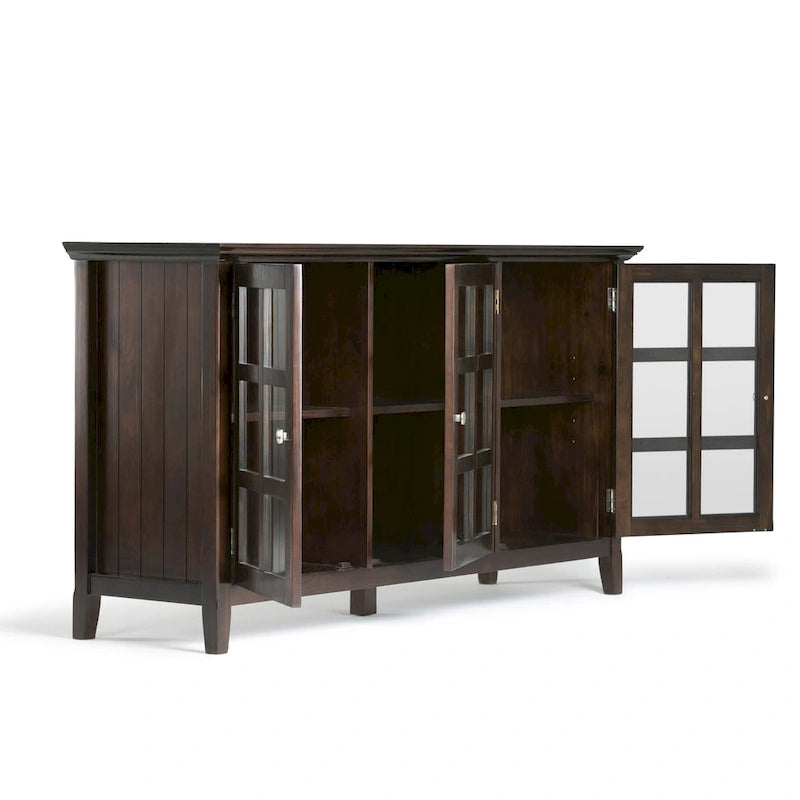 Meuble de rangement transitionnel large en BOIS MASSIF de 62 pouces - 62 l x 18 p x 34 h