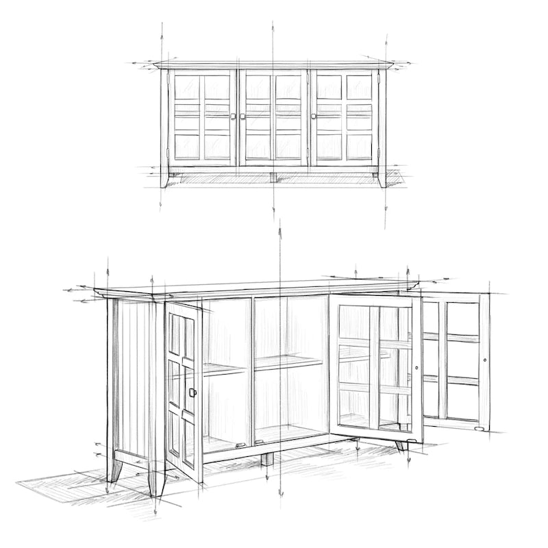 Meuble de rangement transitionnel large en BOIS MASSIF de 62 pouces - 62 l x 18 p x 34 h