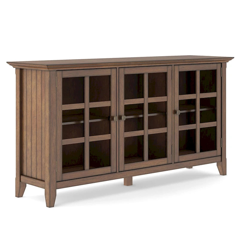 Meuble de rangement transitionnel large en BOIS MASSIF de 62 pouces - 62 l x 18 p x 34 h