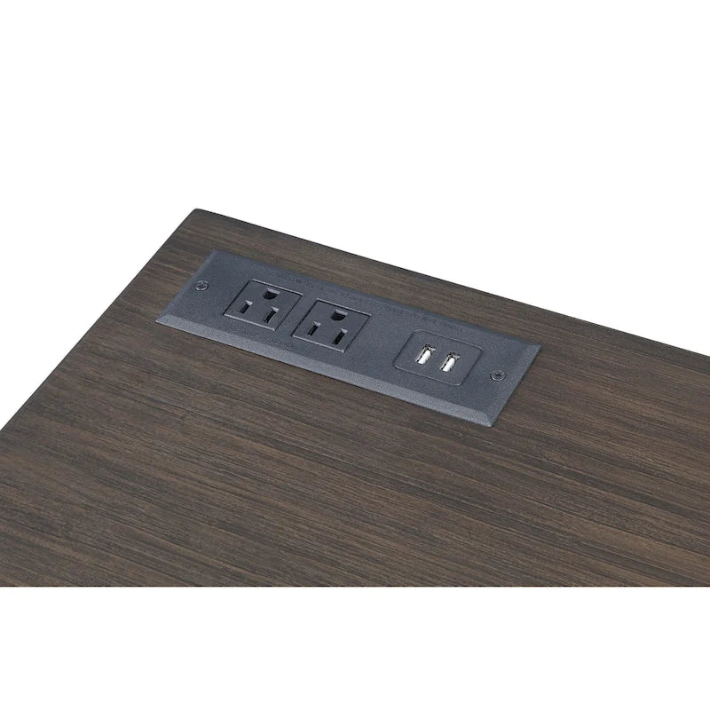 Bureau d'ordinateur en L style Glam Metal avec plateau relevable et ports USB