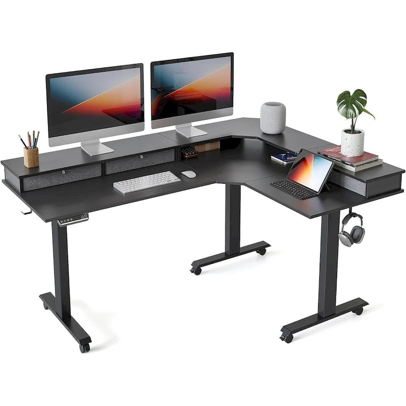 Marron et noir/Bois/Bureau assis-debout/Bureaux