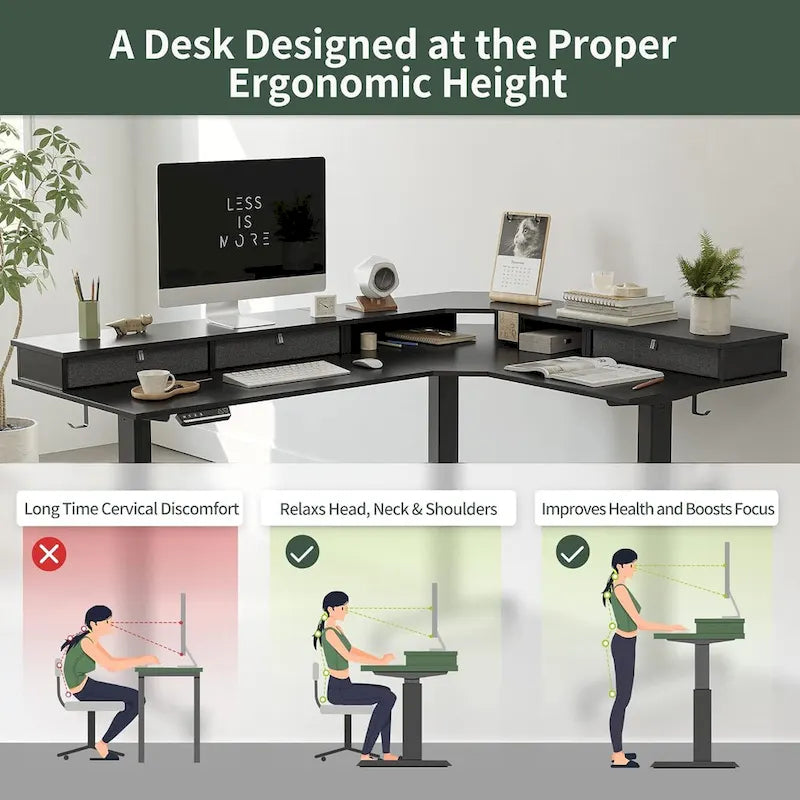 Marron et noir/Bois/Bureau assis-debout/Bureaux