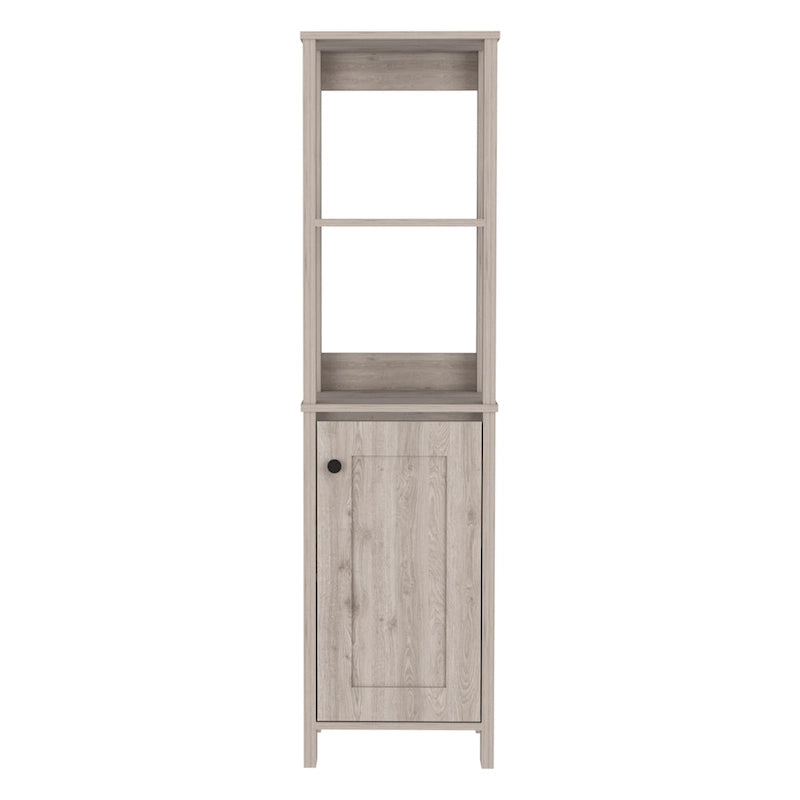 Meuble de rangement pour salle de bain avec quatre étagères et un compartiment à porte unique