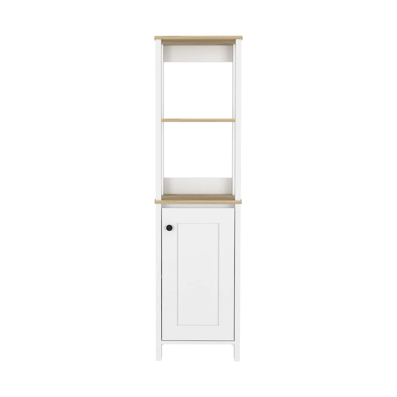 Meuble de rangement pour salle de bain avec quatre étagères et un compartiment à porte unique