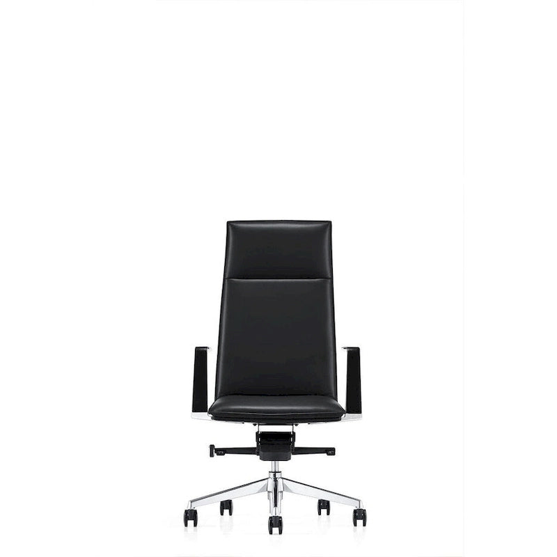 Chaise de bureau de direction moderne noire à dossier haut
