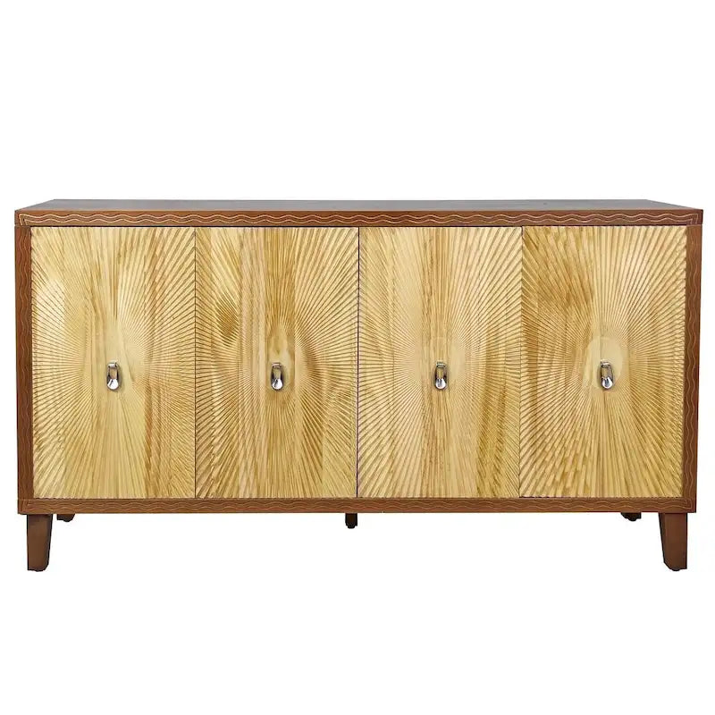 Buffet/armoire vintage 60 pouces à 4 portes avec motifs sculptés