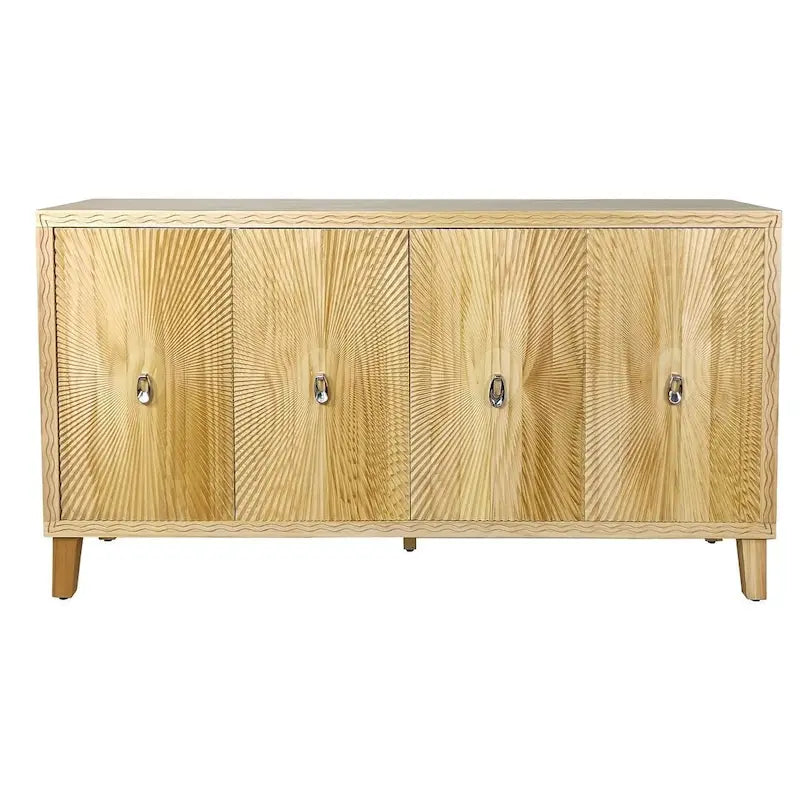 Buffet/armoire vintage 60 pouces à 4 portes avec motifs sculptés