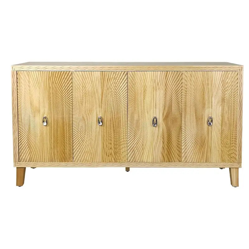 Buffet/armoire vintage 60 pouces à 4 portes avec motifs sculptés