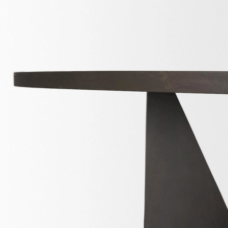 Table de salle à manger en bois expresso texturé avec piètement géométrique - 60,0 L x 60,0 l x 30,0 H