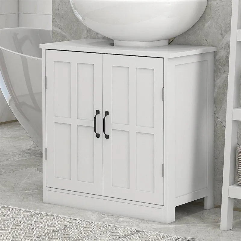 Bathroom Wood Pedestal Sink Cabinet with Adjustable Shelf (No Sink)
