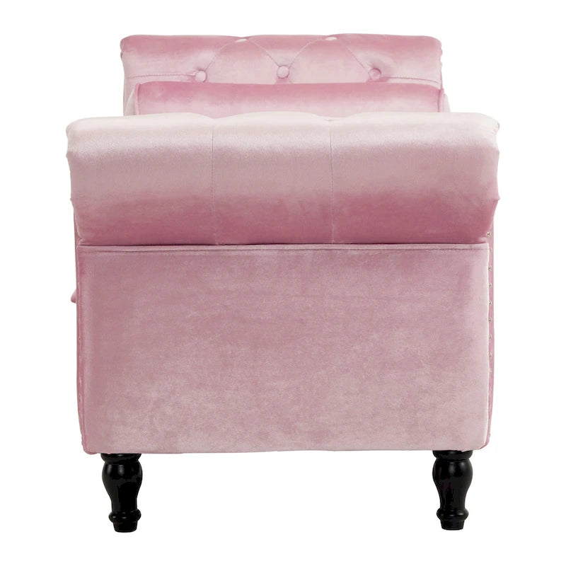 Banc ottoman de rangement multifonctionnel en velours traditionnel avec coussin