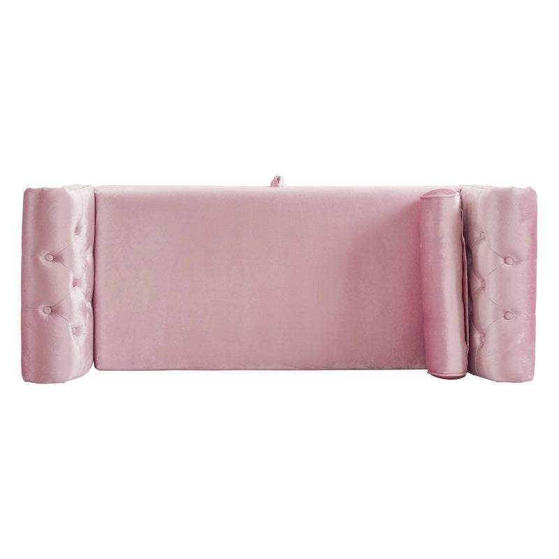 Banc ottoman de rangement multifonctionnel en velours traditionnel avec coussin