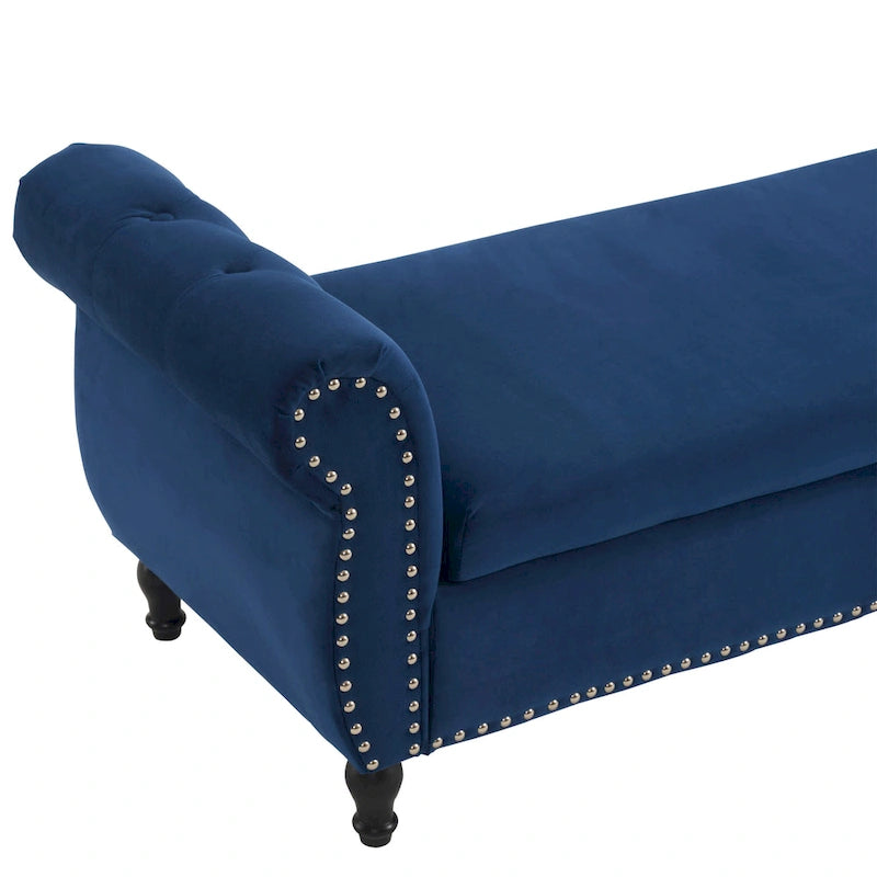 Banc ottoman de rangement multifonctionnel en velours traditionnel avec coussin