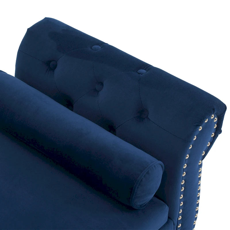 Banc ottoman de rangement multifonctionnel en velours traditionnel avec coussin