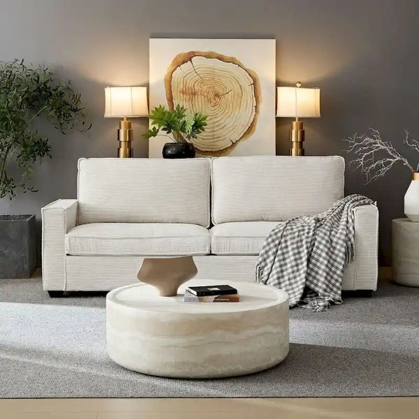 87.4 Inch Modern Design Sofa with Cup Holder and Storage Bags